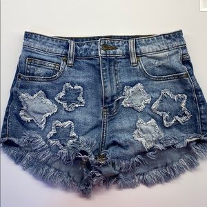 Jean shorts with star details